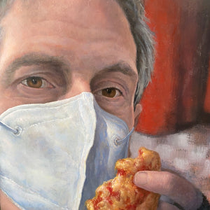 Pandemic Portrait with Beer and Pizza (after Dick Ket)