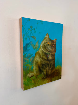 Canvas print of a cat in a natural setting on a wall