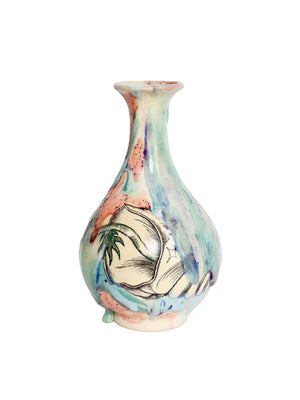Decorative vase with artistic design on a white background