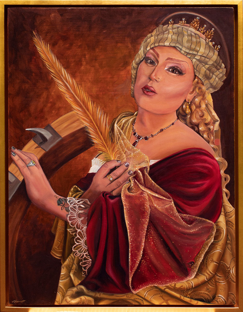 Grace Wetpants as St. Catherine (after Artemisia Gentileschi)