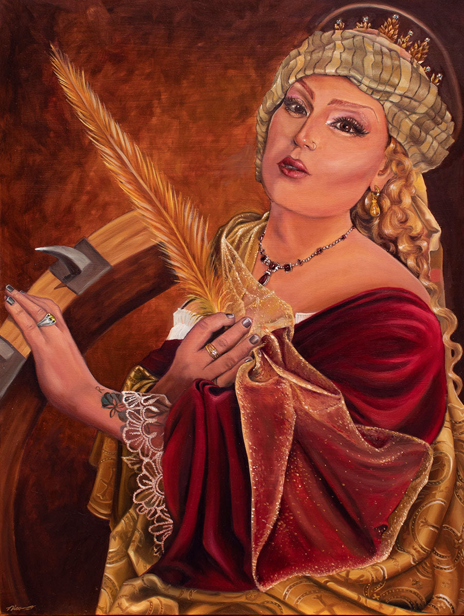 Grace Wetpants as St. Catherine (after Artemisia Gentileschi)