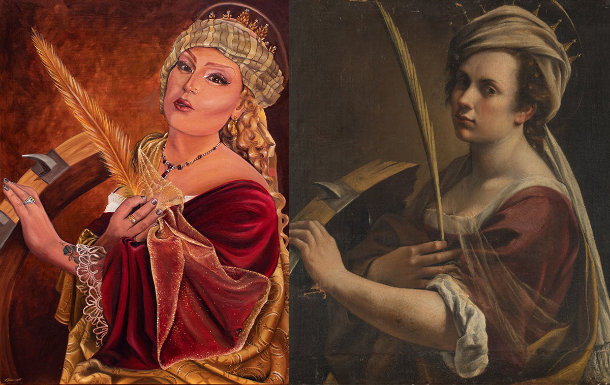Grace Wetpants as St. Catherine (after Artemisia Gentileschi)
