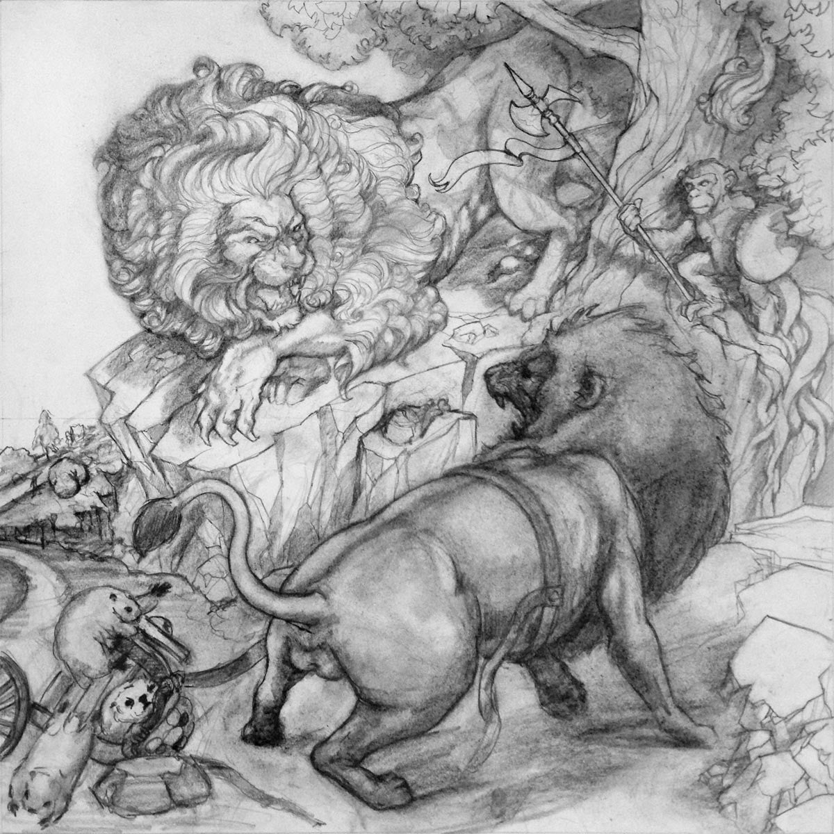 The Lions' Share (Compositional Drawing)