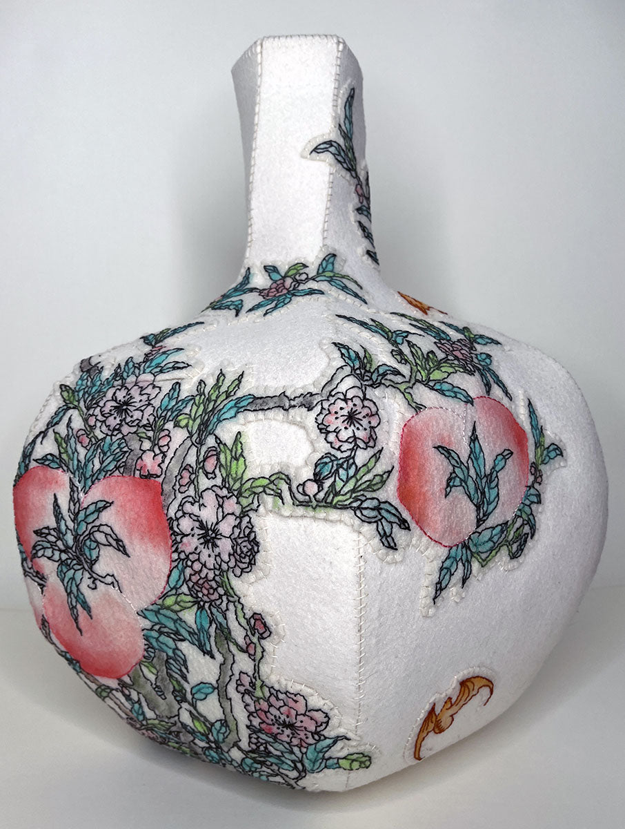 Felt Vase with Nine Peaches