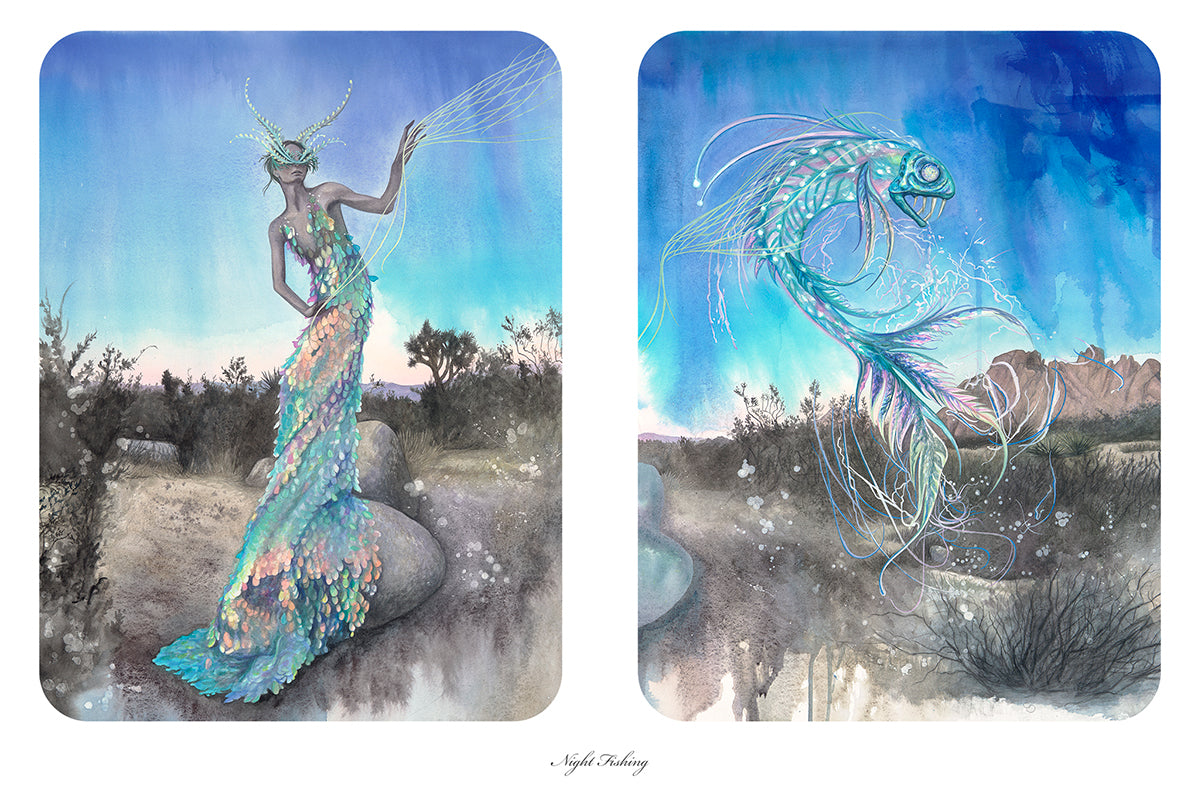 Night Fishing (Watercolor Study)