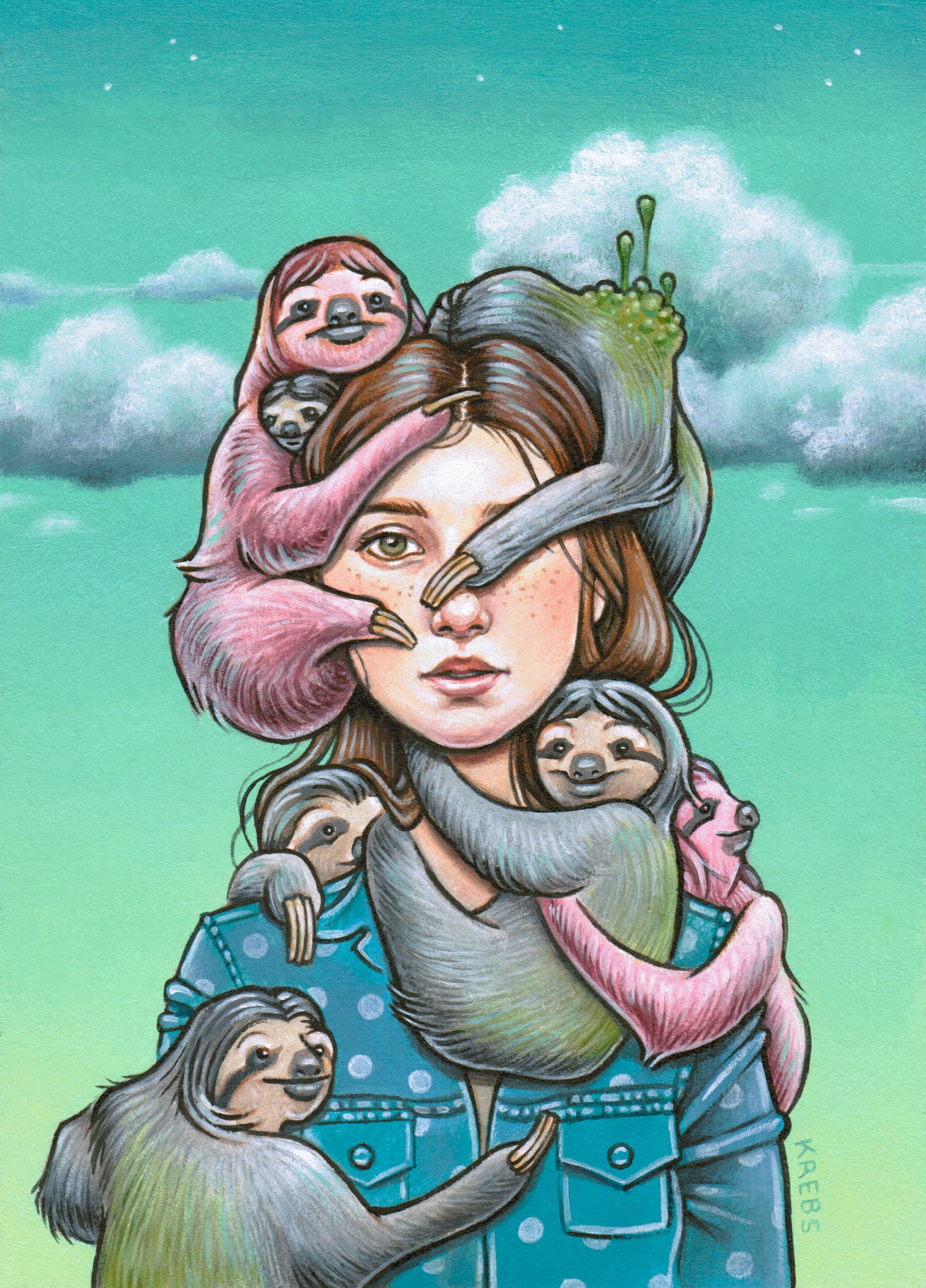 Just a Girl Covered in Sloths