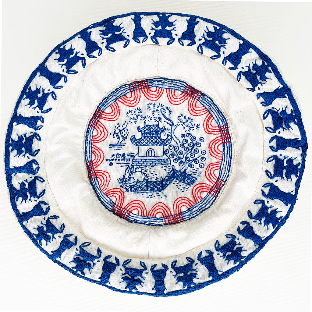 Jessica So Ren Tang - White Rabbit Blue Willow Plate - Original Artwork ...