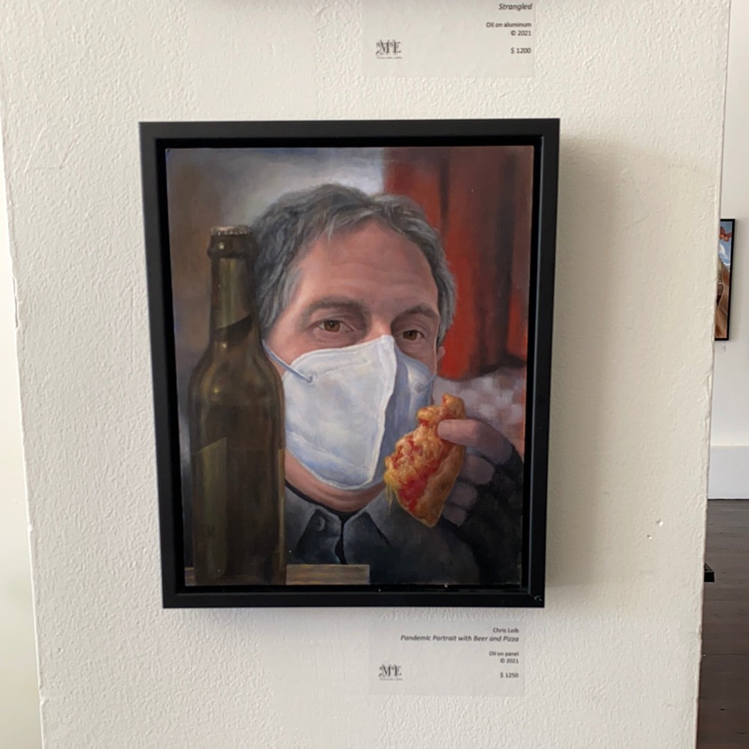 Pandemic Portrait with Beer and Pizza (after Dick Ket)