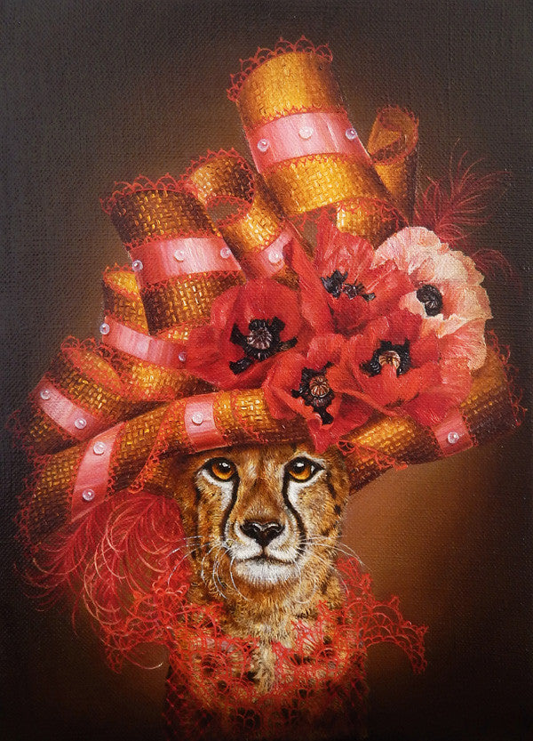 Cheetah with Poppies (Fleurs)